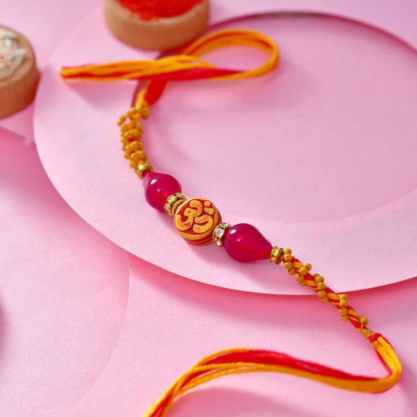 Traditional Om And Crystal Beads Rakhi Thread