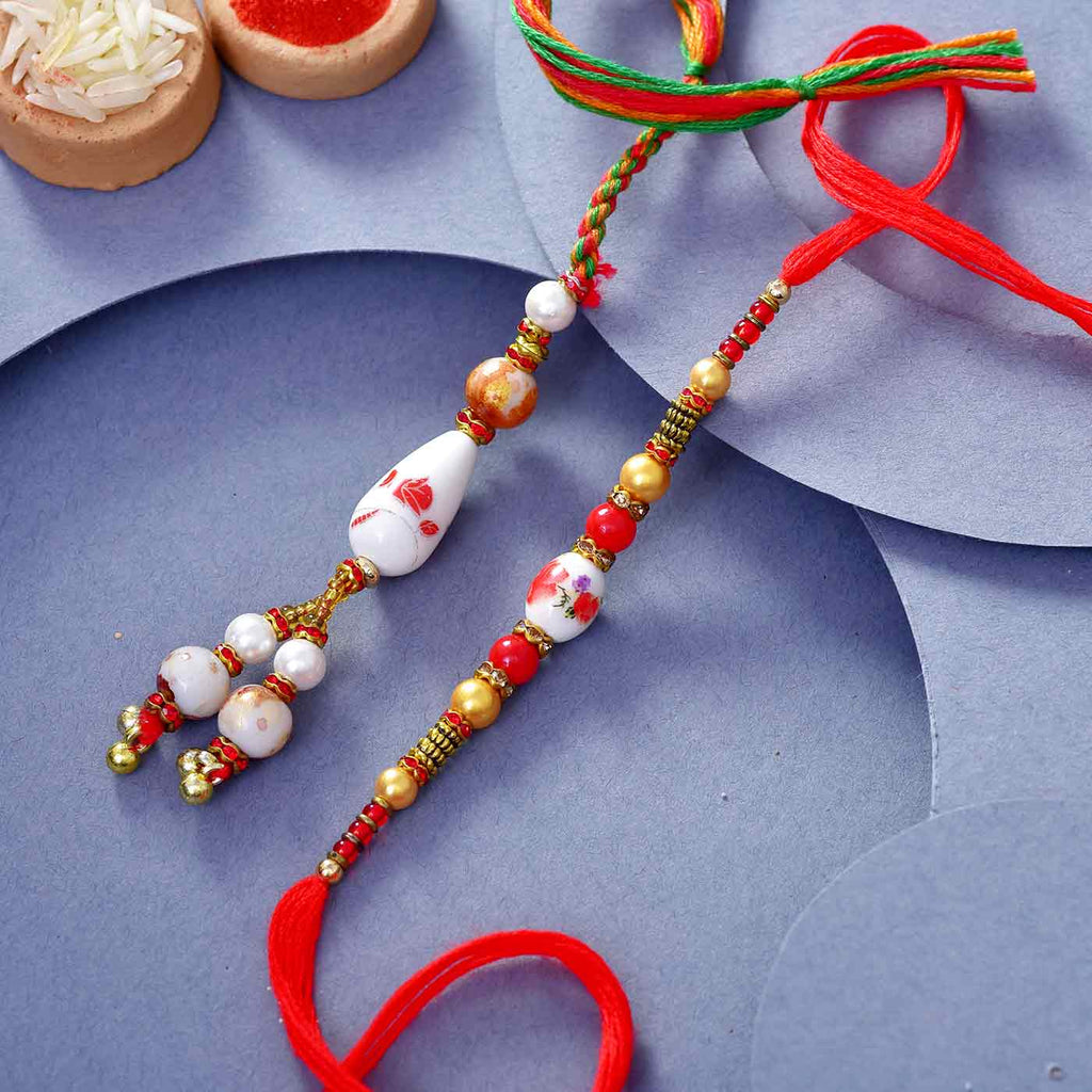 Stunning Pearls & Beads Work Bhaiya Bhabhi Rakhis