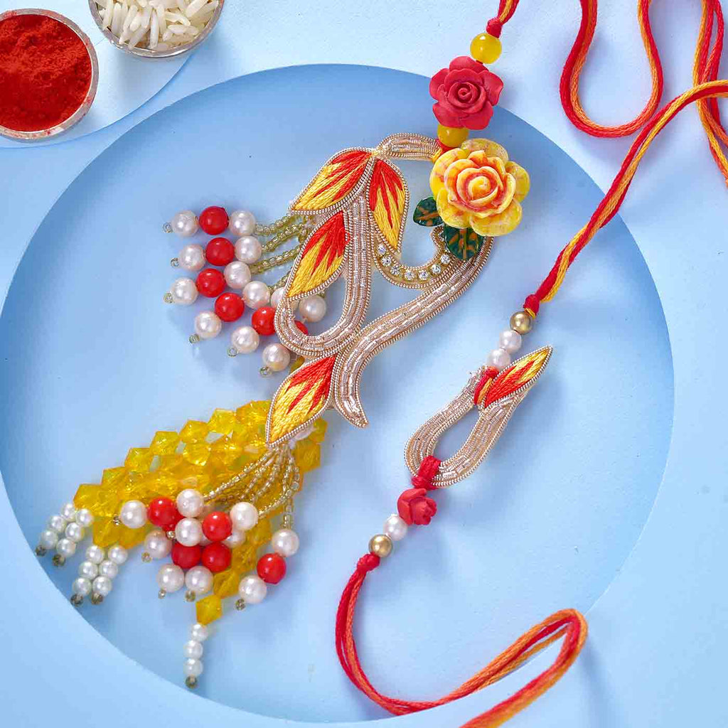 Embroidered Beads Bhaiya Bhabhi Rakhi