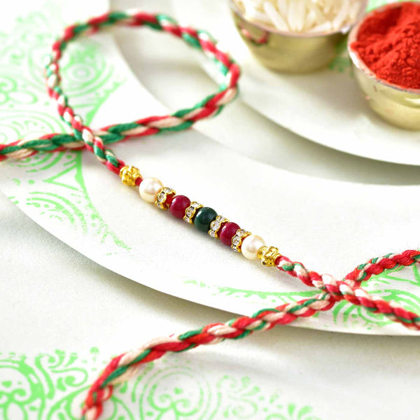 Gorgeous Beads & Pearls Rakhi Thread