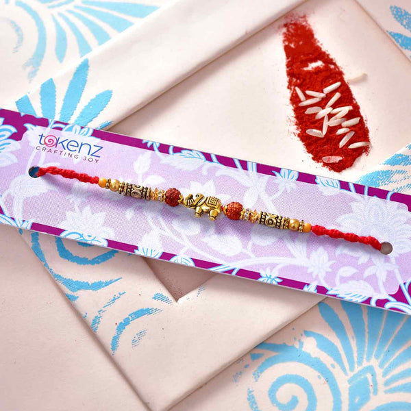 Ethnic Elephant Rudraksha Rakhi Thread With Beads