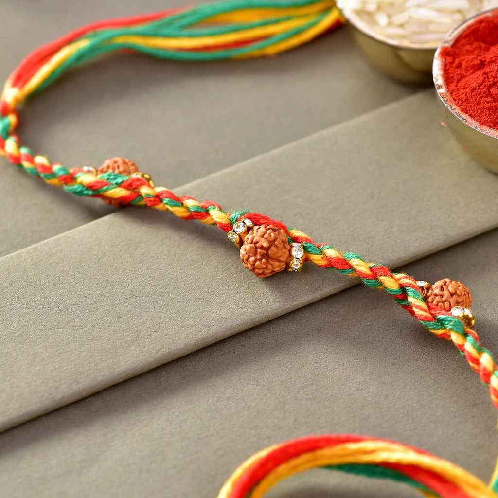 Traditional Rudraksha & Stones Rakhi Thread
