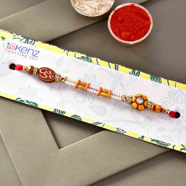 Ethnic Om-Floral Pearls Rakhi Thread
