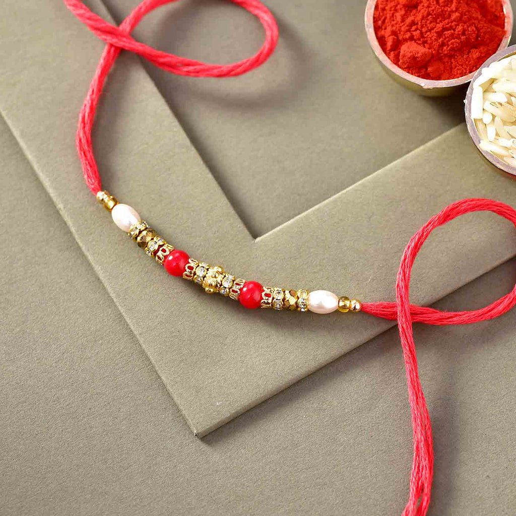 Fancy Pearls, Crystals & Beads Rakhi Thread