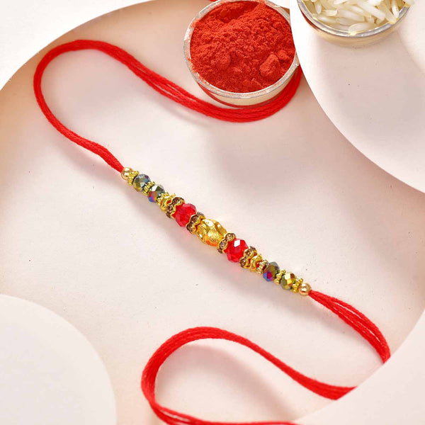 Stunning Crystal & Golden Beads Rakhi Thread