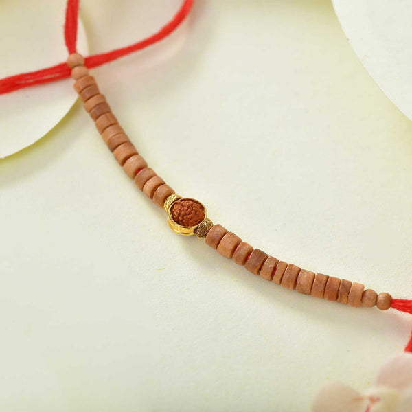 Sacred Rudraksh & Sandalwood Beads Rakhi