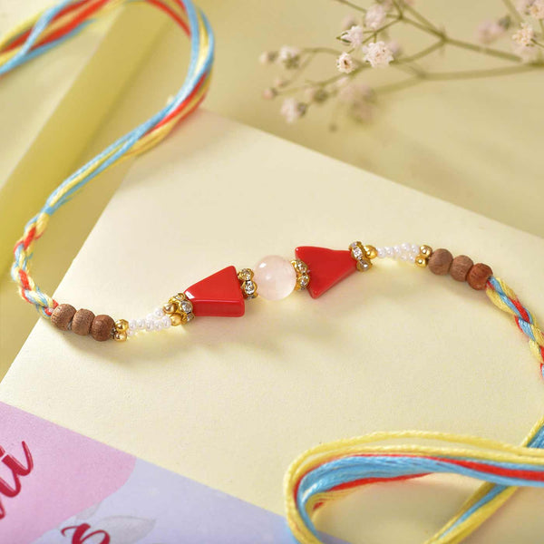 Courage & Love Stone Coral & Rose Quartz Rakhi