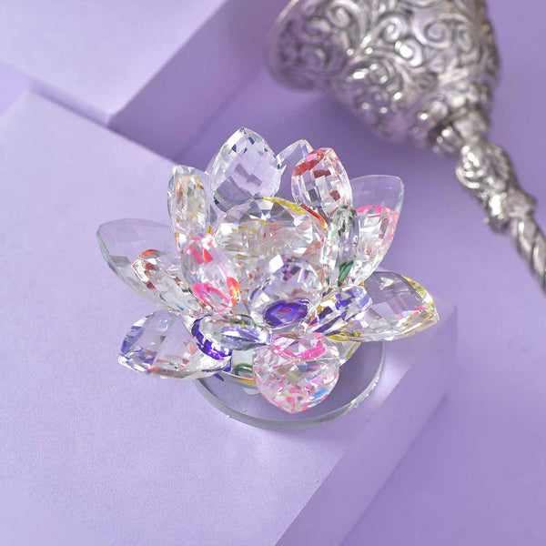 Designer Peacock Rakhi with Multicolor crystal lotus