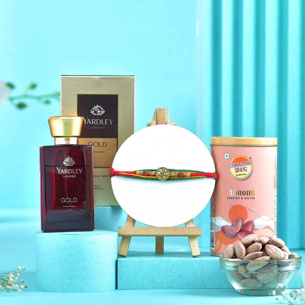 Golden Rakhi Delight Hamper