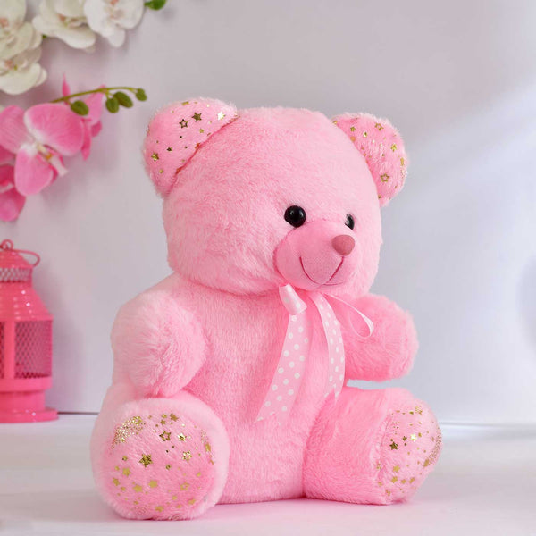 Cute Pink Teddy Bear, Heart Shape Chocolates Cone & Heart Shape Mirror with photo frame