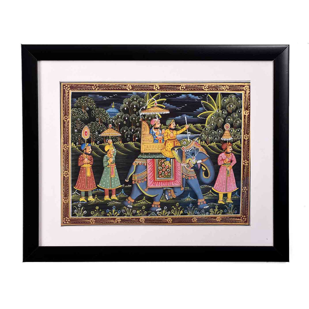 Grand Procession Mughal Painting (16.5*13.5 Inches)