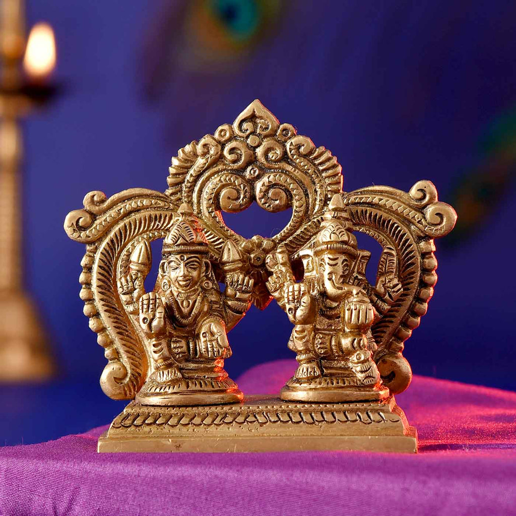 Fancy Lakshmi & Ganesha Brass Idols