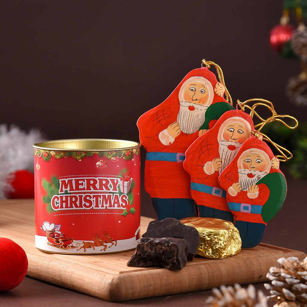 Yummy Brownie Can With Handcrafted Papier Mâché Santa Set