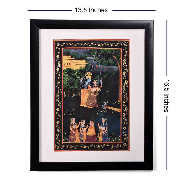 Swinging Radha-Krishna Kishangarh Painting (13.5*16.5 Inches)
