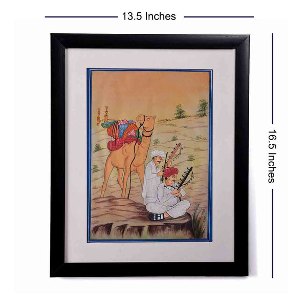 Rajasthani Lifestyle Desert Painting (13.5*16.5 Inches)