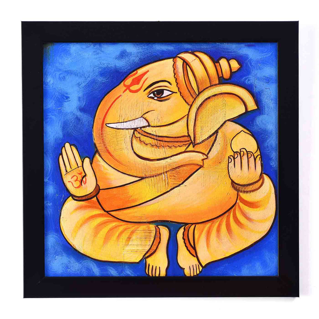 Divine Ganesha Abstract Painting (13.5*13.5 Inches)