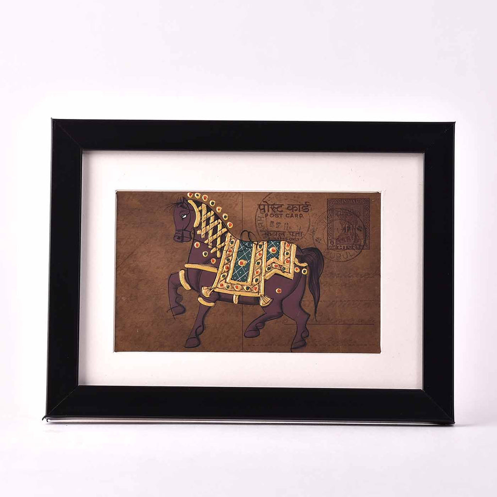 Magnificient Horse Postcard Painting (Framed, 5.5*3.5 Inches)