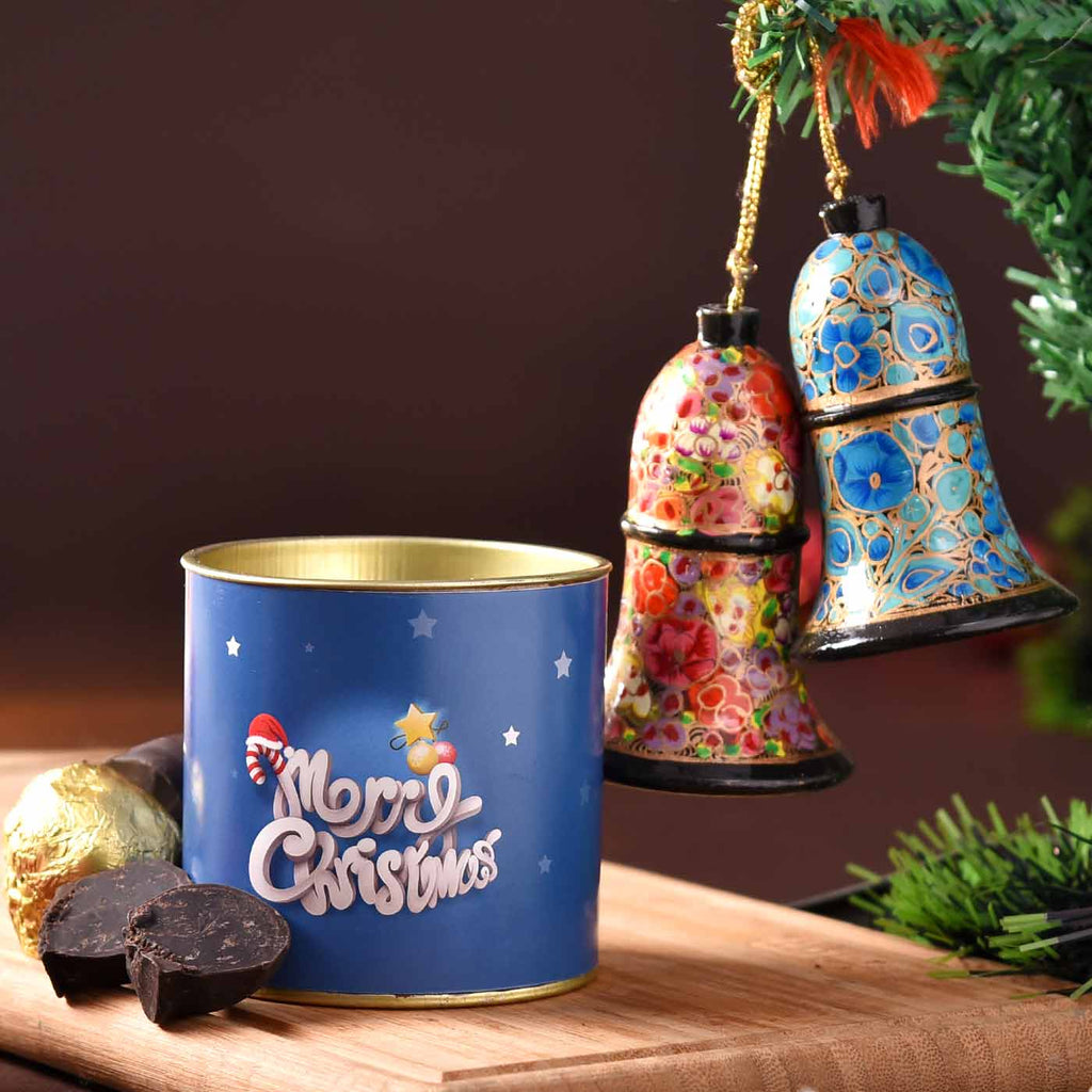 Delicious Truffle Can With Handcrafted Papier Mâché Christmas Bells