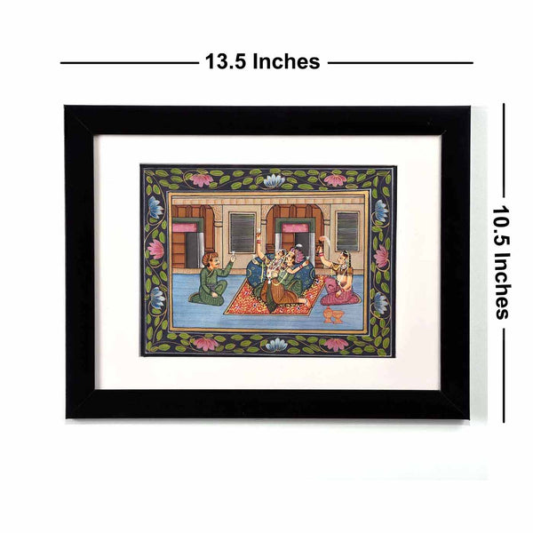 Picturesque Mughal Harem Framed Painting (13.5*10.5 Inches)