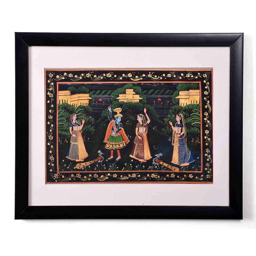 Divine Dance Radha Krishna Painting (Size : 16.5*13.5 Inches)