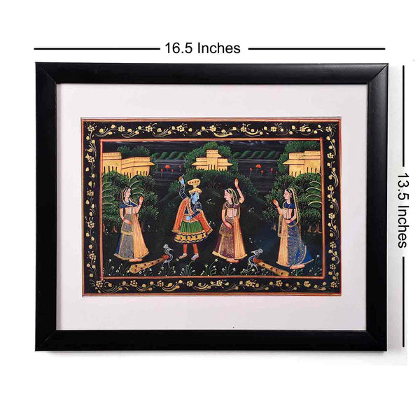 Divine Dance Radha Krishna Painting (Size : 16.5*13.5 Inches)