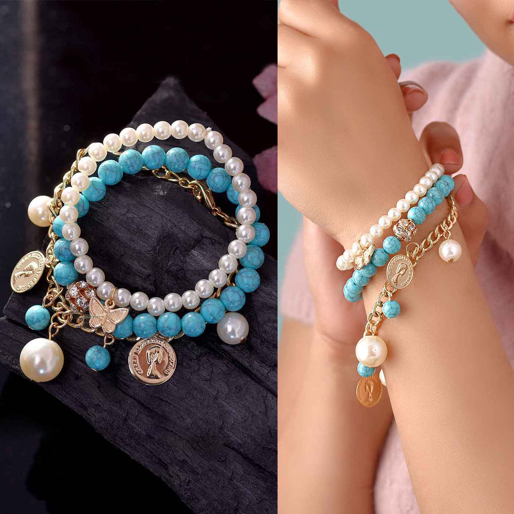 Fashionable Beads & Chain Bracelet