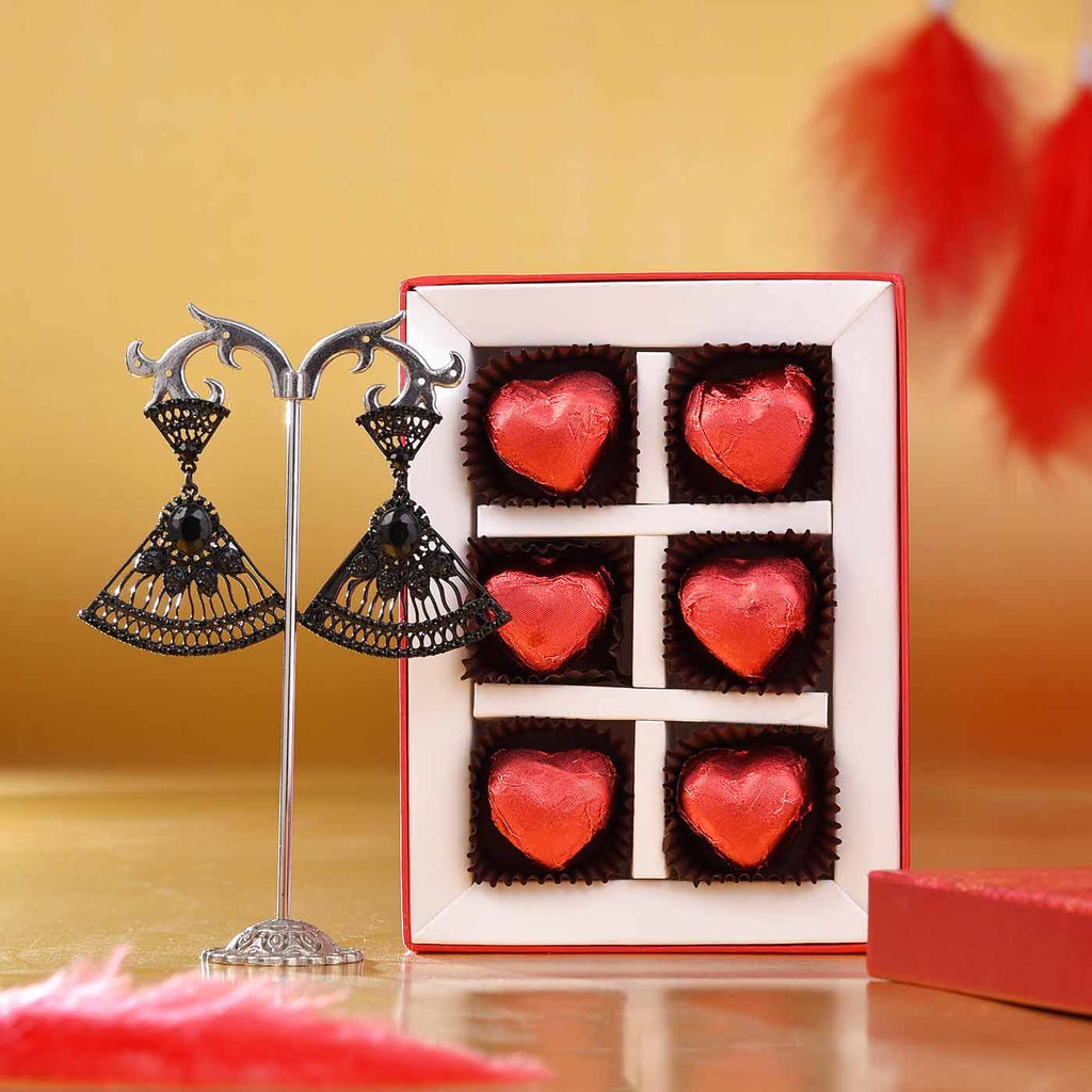 Earring With Heart Shaped Chocolates