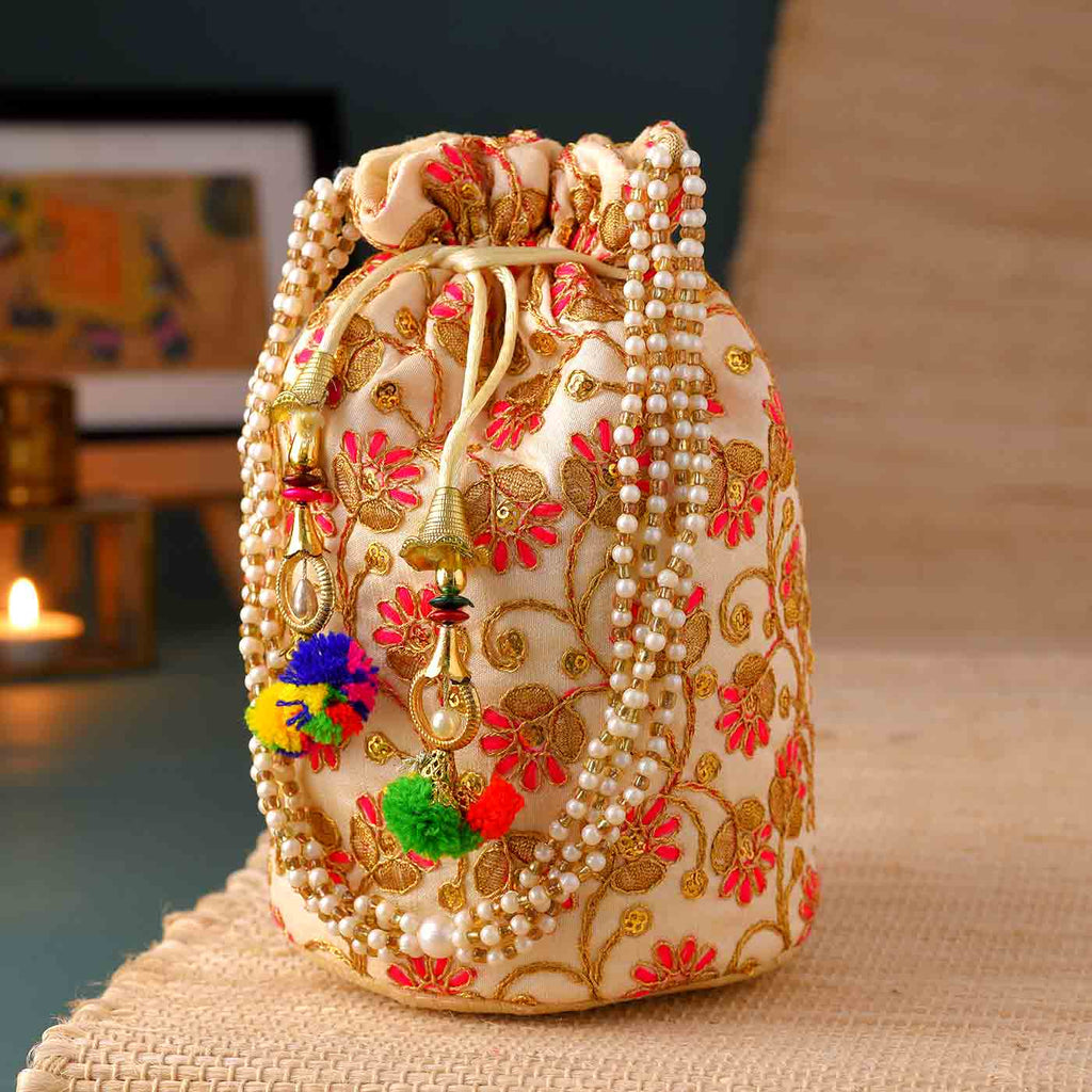Multicolored Potli Bag With Handle
