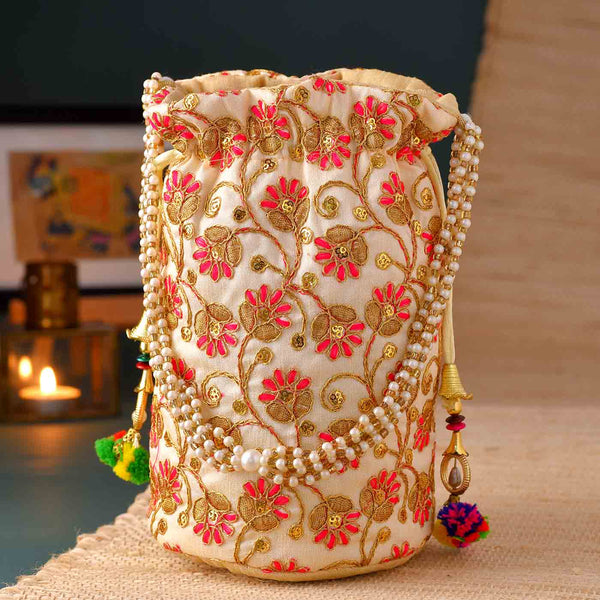 Multicolored Potli Bag With Handle