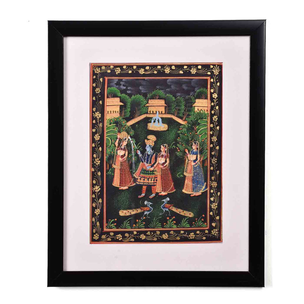 "Matki Phod" Radha Krishna Painting (13.5*16.5 Inches)
