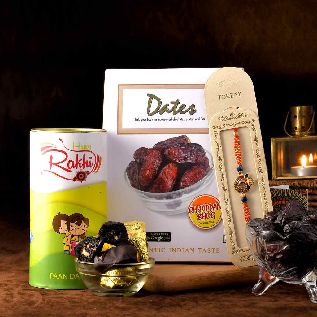 Ganesha Rakhi With Chocolate Paan Dates & Dates