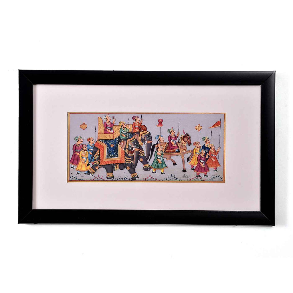 Luxurious Mughal Procession Painting (17.5*10.5 Inches)