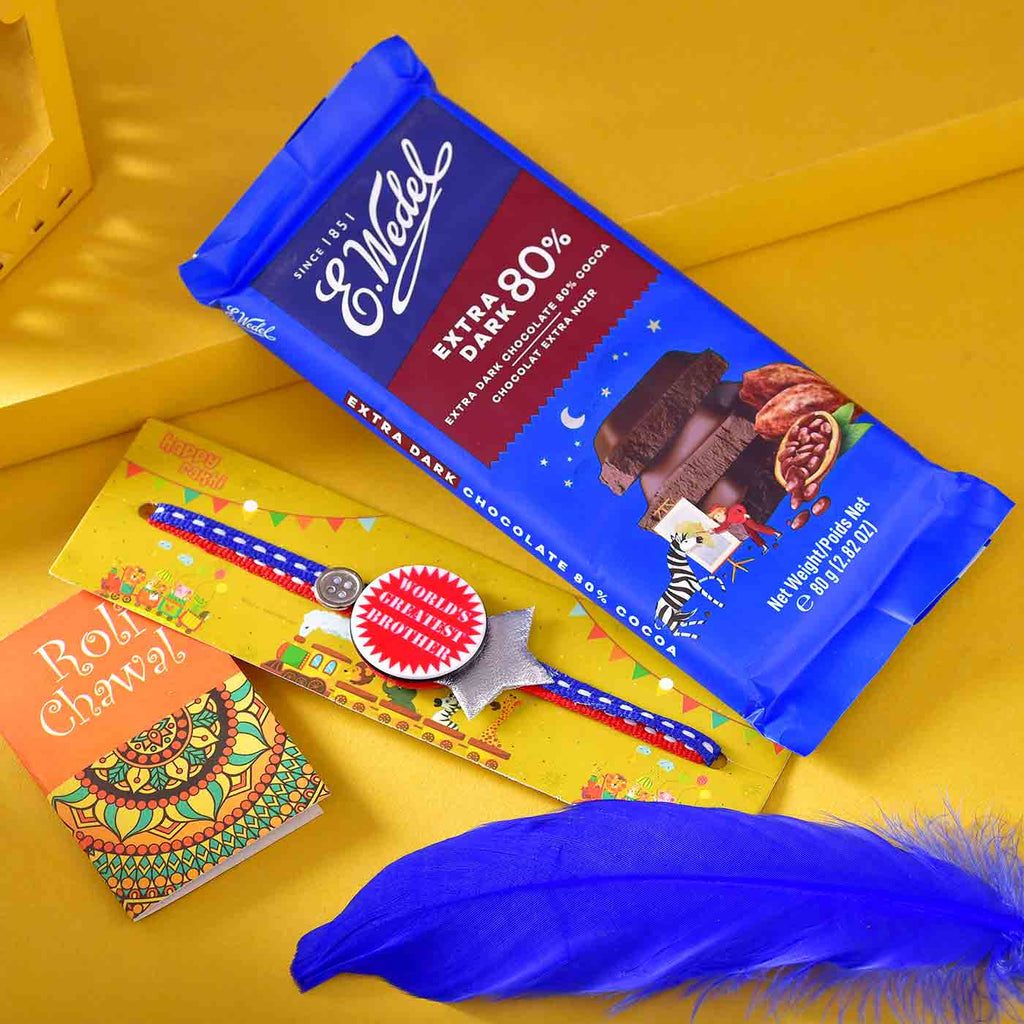 Dazzling BRO Rakhi With Chocolate