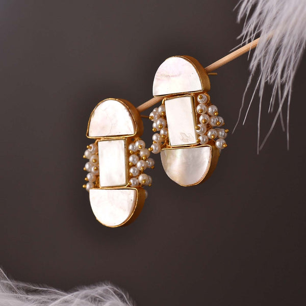 Stunning D Shaped Mother of Pearl Earrings