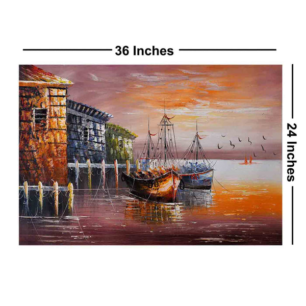 Italian Coastal Seascape Painting (36*24 Inches)
