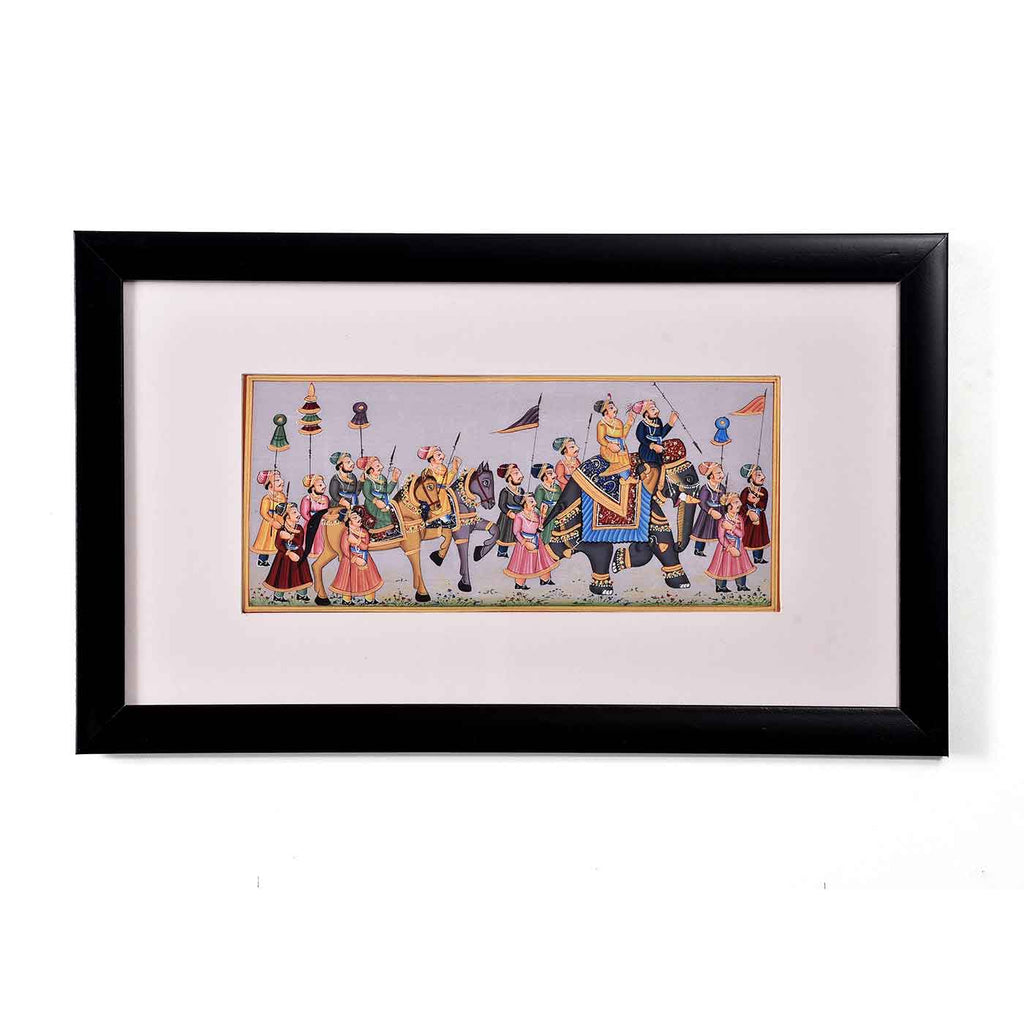 Miniature Mughal Procession Painting (17.5*10.5 Inches)