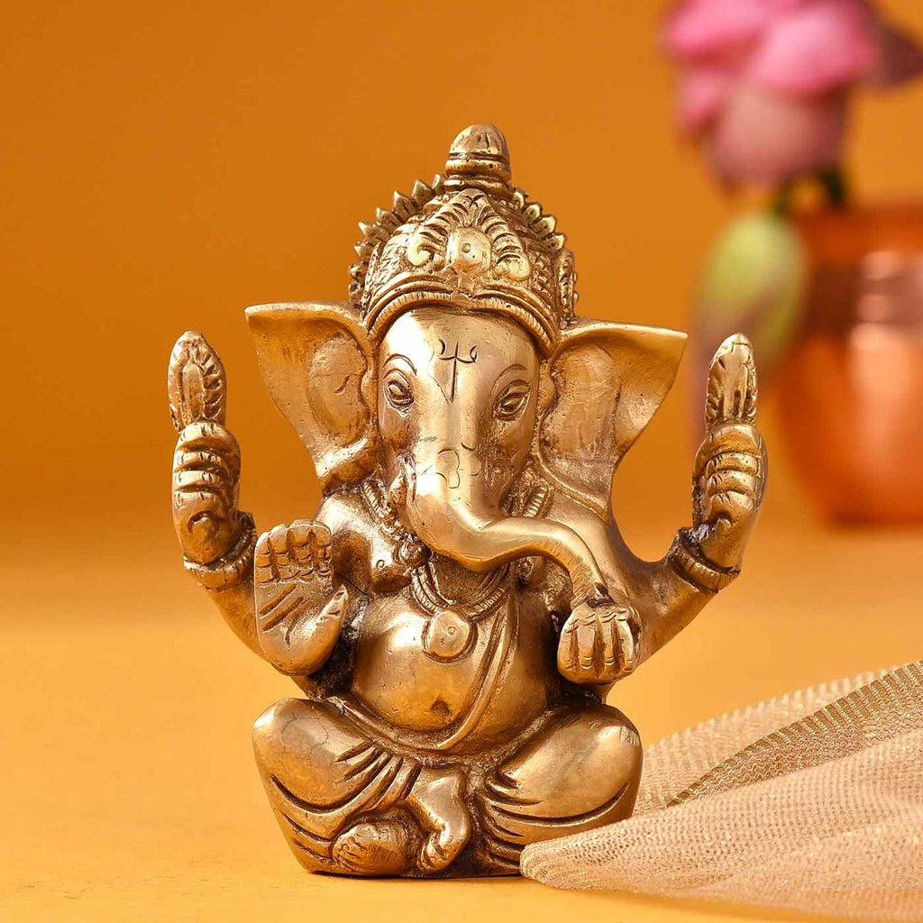 Tranquil Ganesha Brass Idol