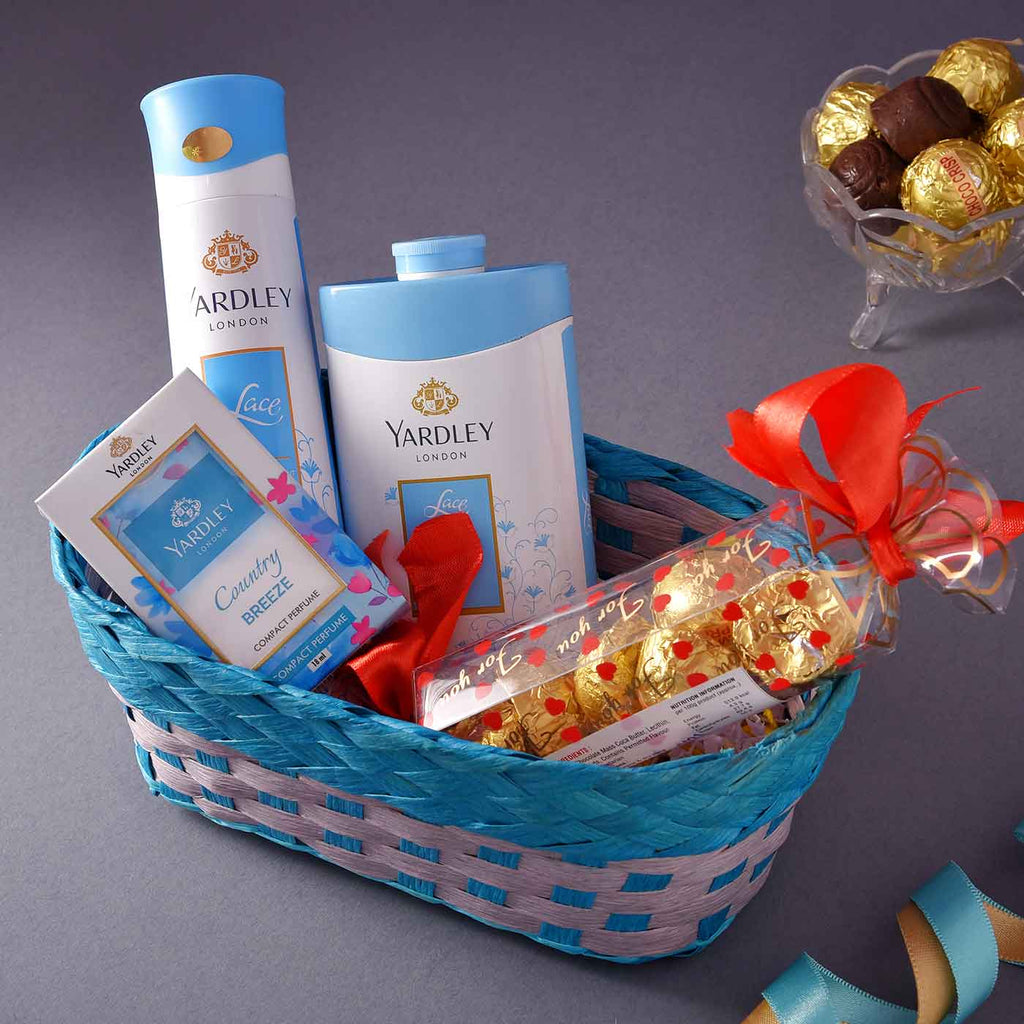 Classic Hamper With Yardley London Body Spray, Talc, Perfume Chocolates