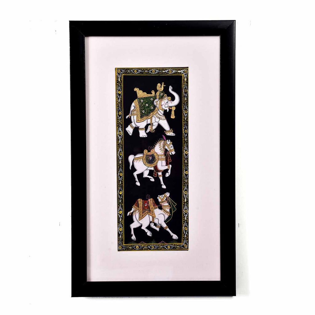 Miniature Painting Of Royal Procession (10.5*17.5 Inches)