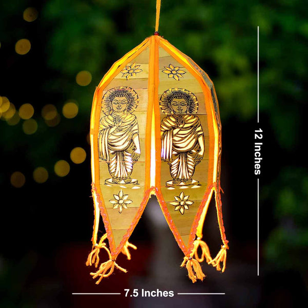 Buddha's Blessing Handcarved Palm Leaf Lanterns (12*7.5 Inches)