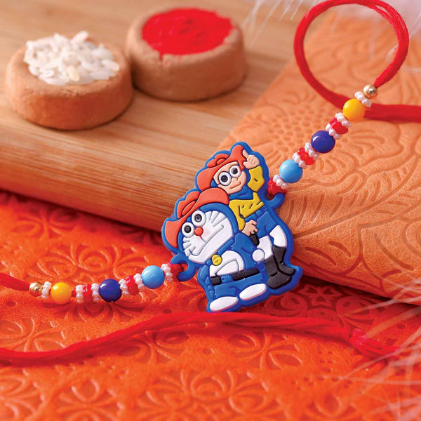Doremon Kid's Rakhi With Colourful Beads