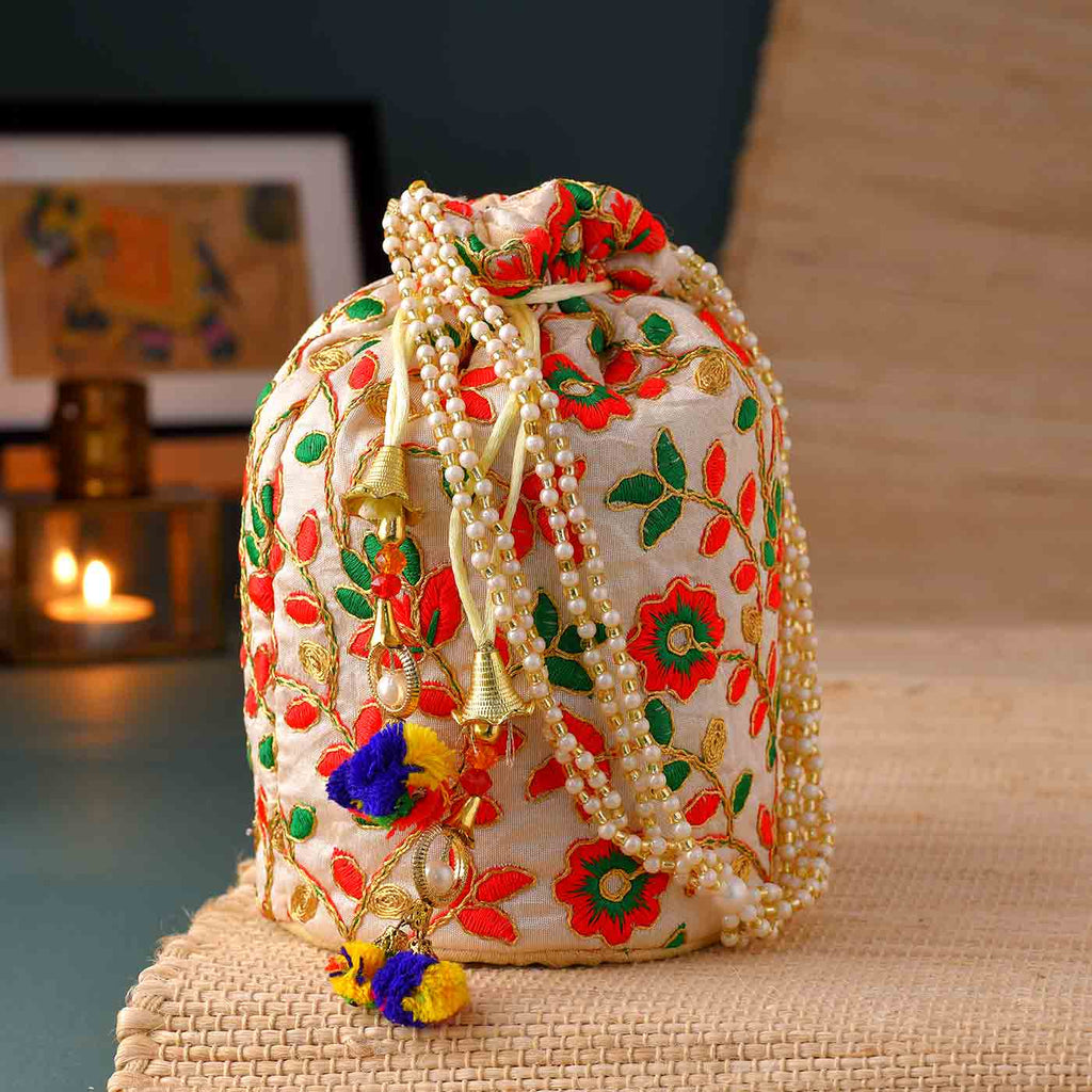 Multicolored Stylish Potli Bag With Handle