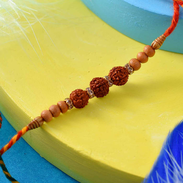 Rudraksh And Wooden Beads Rakhi