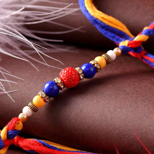 Multicolored Single Bead Knots Rakhi