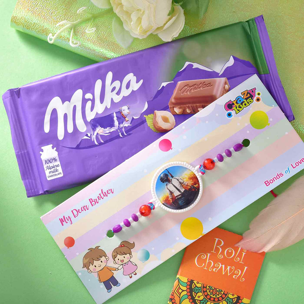 Quirky PUBG Kids Rakhi With Chocolate