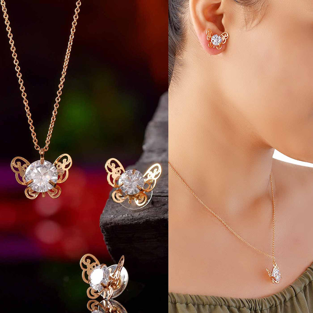 Contemporary Butterfly Pendant & Earring Combo