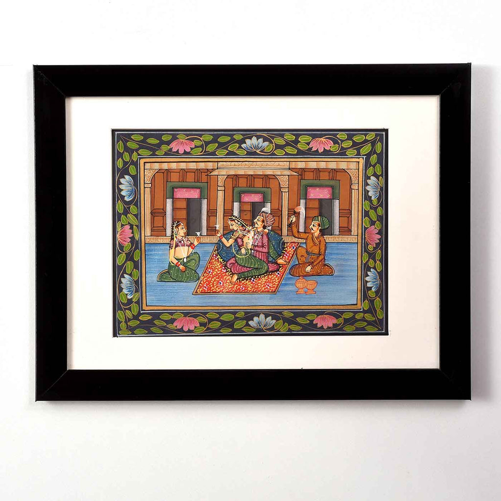 Mughal Darbaar Framed Silk Painting (13.5*10.5 Inches)