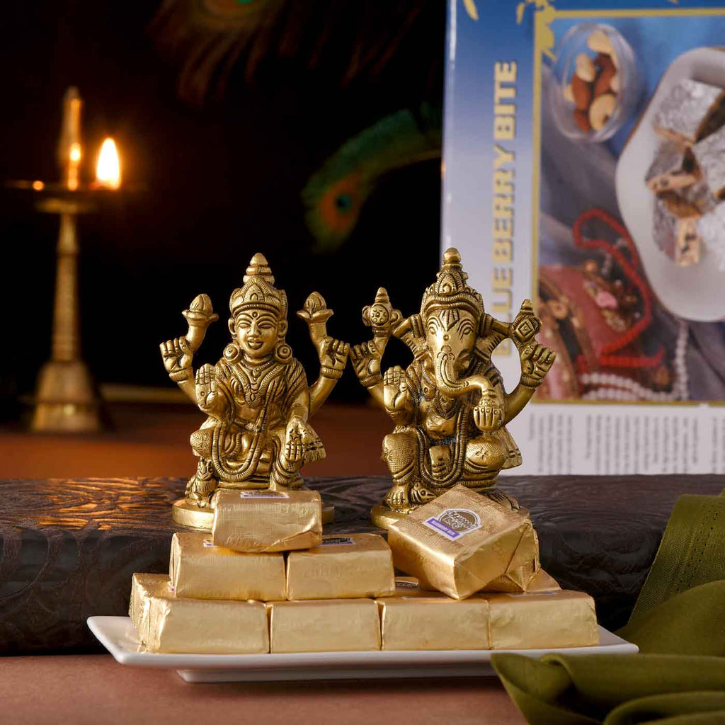 Royal Lakshmi-Ganesha Brass Idols With Bites
