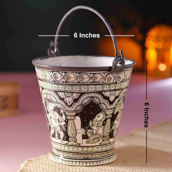 Splendid Bucket With Pattachitra Painting (6*6 Inches)