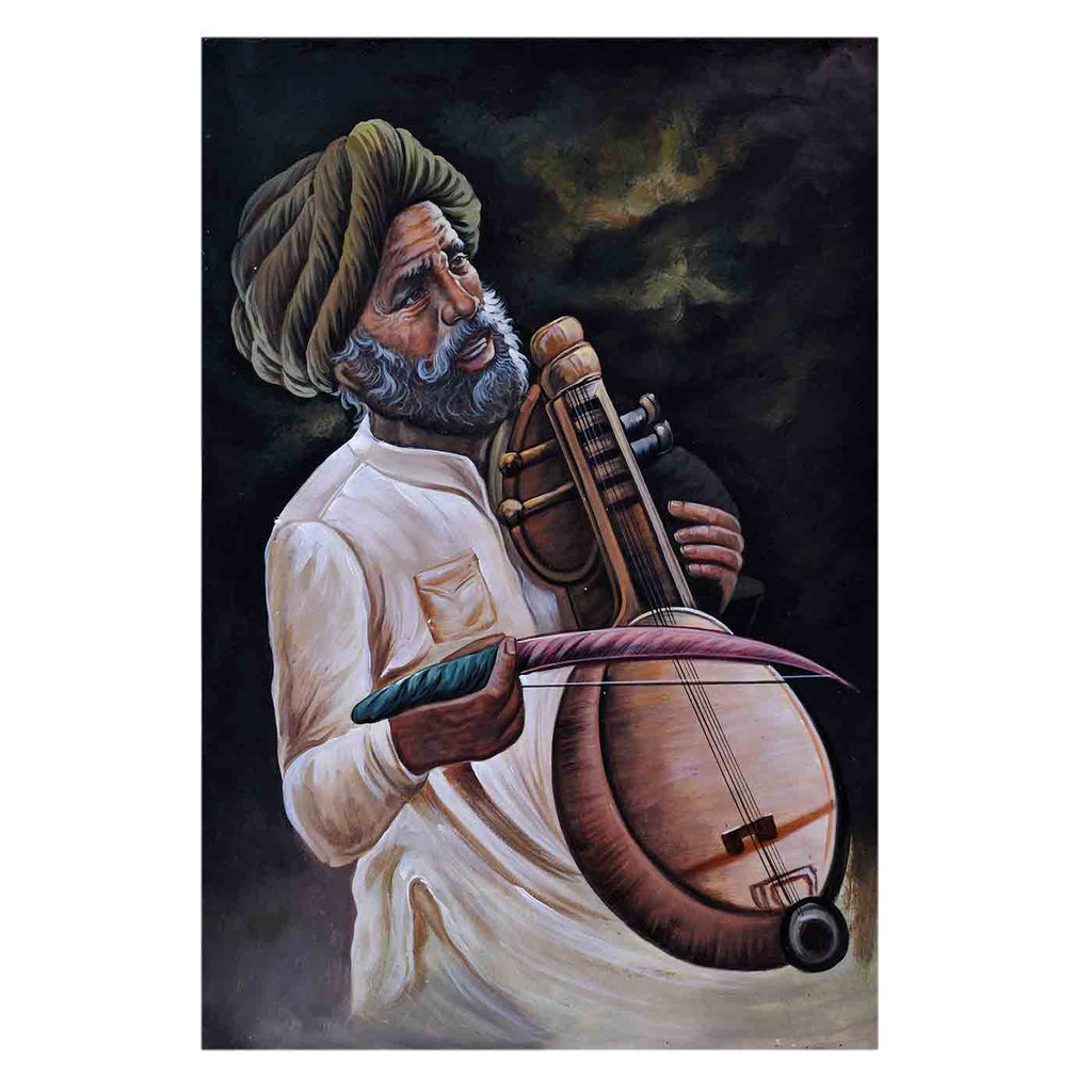 Ancestral Rajasthani Folk Singer Protrait Painting (24*36 Inches)